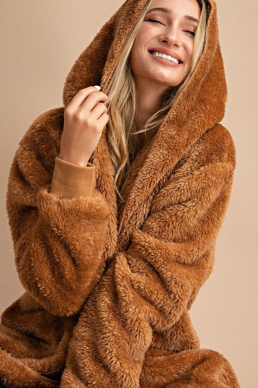 Beyond Cozy Oversized Faux Fur Hoodie Jacket